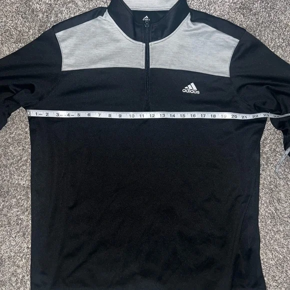 Adidas Golf Quarter Zip Long Sleeve Black & Gray Lightweight Size L - Picture 7 of 10